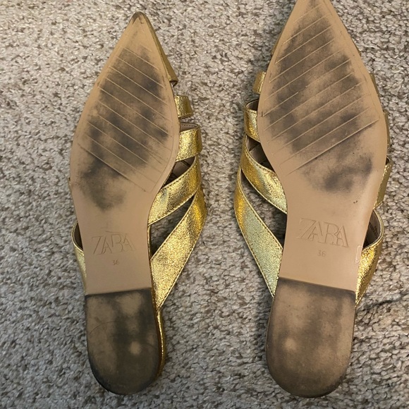 Gold Zara pointed slip on shoes - Picture 4 of 5